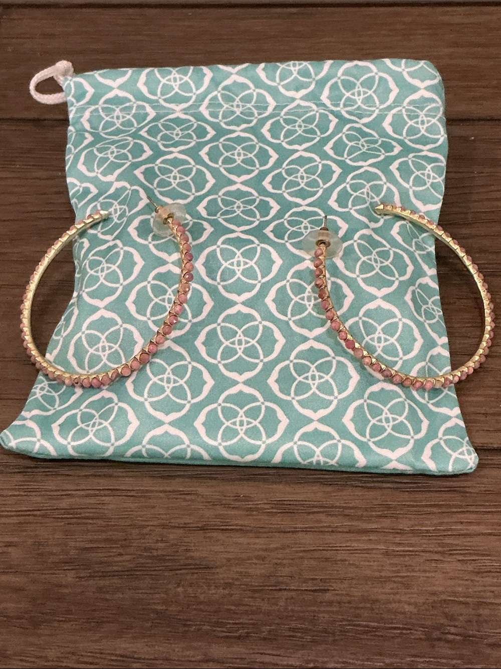 Kendra Scott Pink Stone Hoop Earrings - Women Jewelry